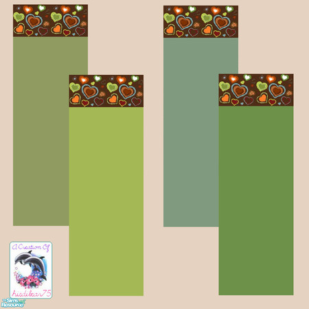 Sims 2 — Retro Hearts in greens by hiedibear75 — A groovy wall with groovy retro hearts & a groovy price right out of