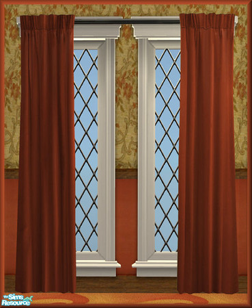Sims 2 — NK Serene LR 2-Tile Curtains by MoMama — A 2-tile set of curtains in a brilliant orange.