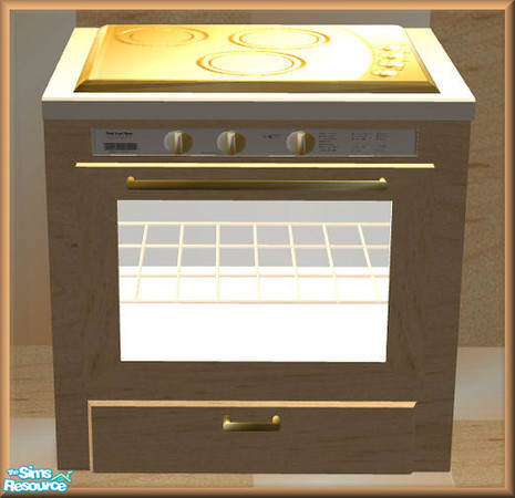 Sims 2 — NK Maya Kitchen Stove by MoMama — A natural maple wood stove with a peach blend counter top and gold fixtures