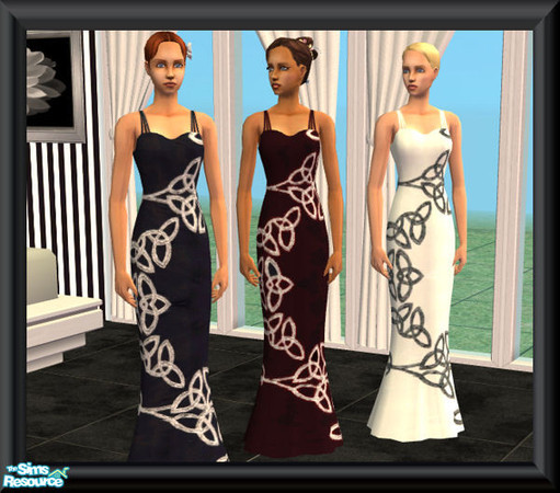 Sims 2 — Rune Dresses by Astarta — The pattern on these dresses are inspirred by ancient runes.