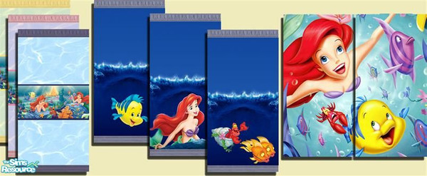 Sims 2 — Little Mermaid Wallpapers by foxysensei — Ariel, Sebastian and Flounder for your walls! The Little Mermaid theme