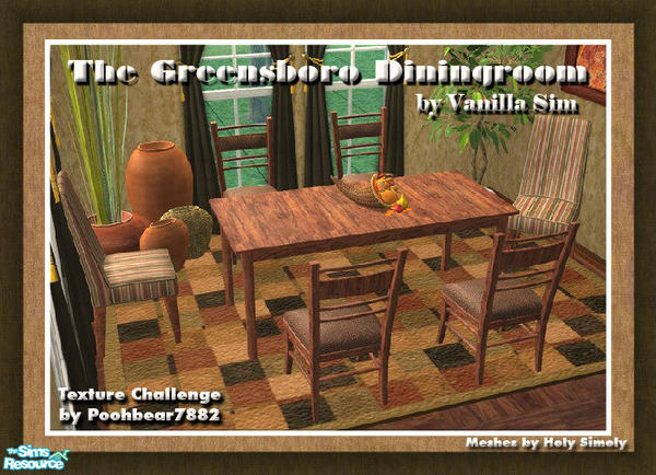 Sims 2 — VS Greensboro Dining Room by Vanilla Sim — Another sophisticated set that coordinates with my Greensboro