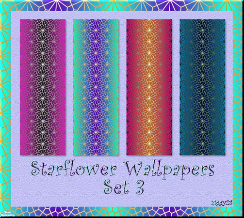 Sims 2 — Starflower Wallpaper Set 3 by ziggy28 — I will doing 4 sets of this design in diffferent colours. This is set 3.