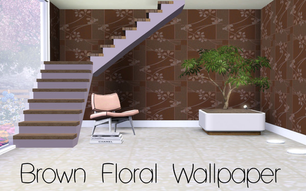 Sims 3 — Brown Floral Wallpaper by TSR Archive — Pattern made by Pralinesims for TSR