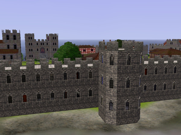 Sims 3 — The Eastern Curtain Walls by jetty — A Duplex in the Castle Walls, with Two Two-Bedroom Apartments. This lot
