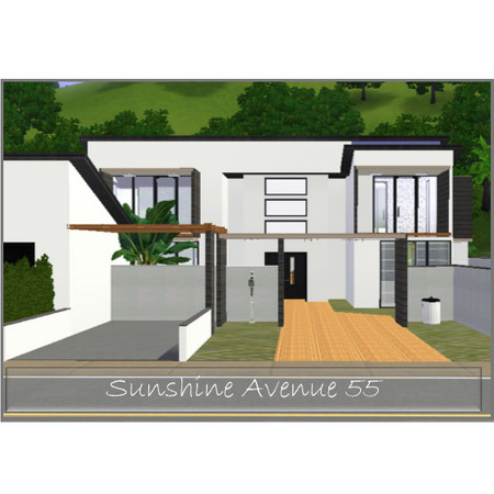 Sims 3 — Sunshine avenue 55 by Kimpan74 — A modern familyhome with 3 bedrooms, 2 bathrooms, a big poolarea and a garage