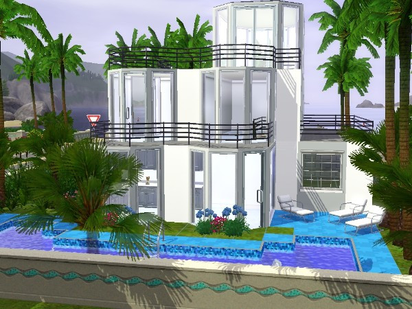 Sims 3 — 8  Sea Front Road by drib_ydal — Modern 3 bedroom Villa with pool and deck area. Also includes drive leading to