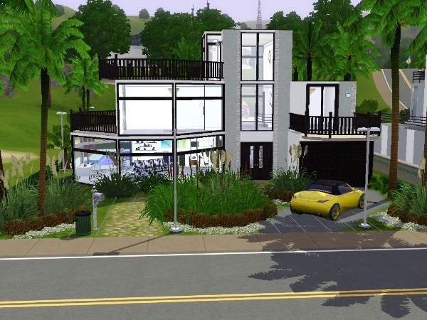 Sims 3 — 9  Sea Front Road by drib_ydal — A modern Villa with pool and deck area. Drive leading to a 1-car