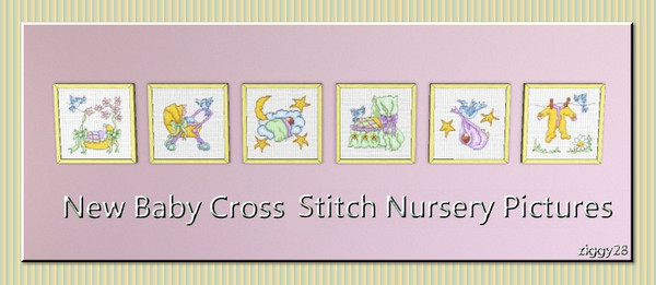 Sims 3 — New Baby Cross Stitch Nursery Pictures by ziggy28 — A set of six adorable nursery cross stitch pictures just