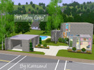 Sims 3 — Modern grey by Kattsand by kattsand — A modern grey house for a family of four. The lot has a pool and a