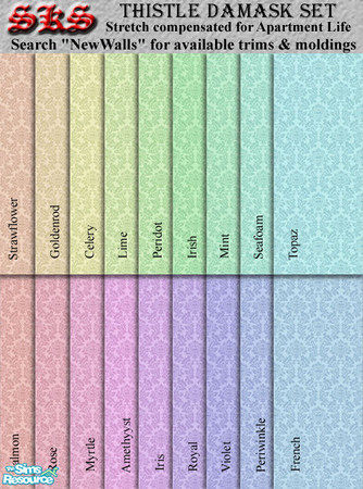 Sims 2 — Thistle Damask Set - AL by 71robert13 — Thistle blossoms nestled among thistle leaves weave together to make