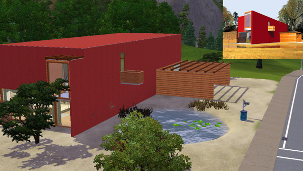 Sims 3 — Desert Cube Lot by littlebillie — Desert Cube Lot is a modern house with a desert garden. It has several