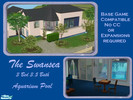 Sims 2 — The Swansea with Aquarium Pool by punkymum — White Brick and Blue Stucco 2 Storey Home with Second Floor Splt