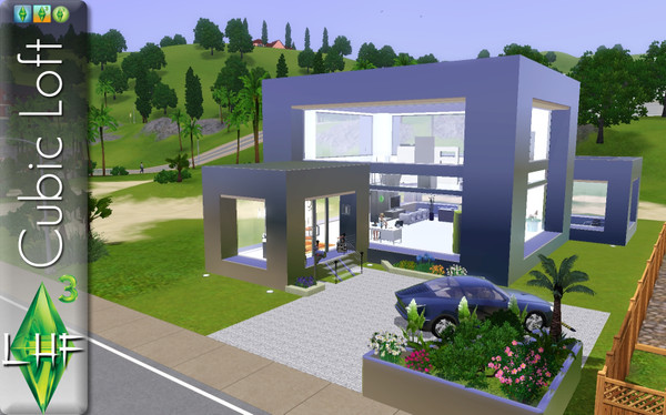 Sims 3 — Cubic Loft by laithdarant — 1 bedroom, 1 bathroom, kitchen, livingroom, reciever, garage 1 car, decorated