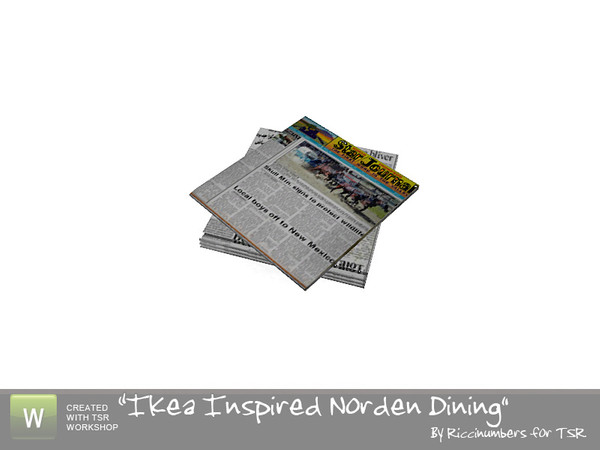 Sims 3 — Ikea Nordern Dining Newspaper by TheNumbersWoman — Stack of newsprint just laying around. By RicciNumbers at