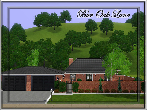 Sims 3 — Bur Oak Lane by JCIssette — Do you like privacy? Then this small brick home is perfect for your recluse Sims who
