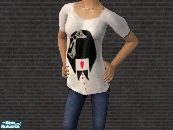 Sims 2 — \'Ordinary Girls\' - Cartoon shirt + Skinny  by TSR Archive — \'Ordinary Girls\' - Cartoon shirt + Skinny jeans.