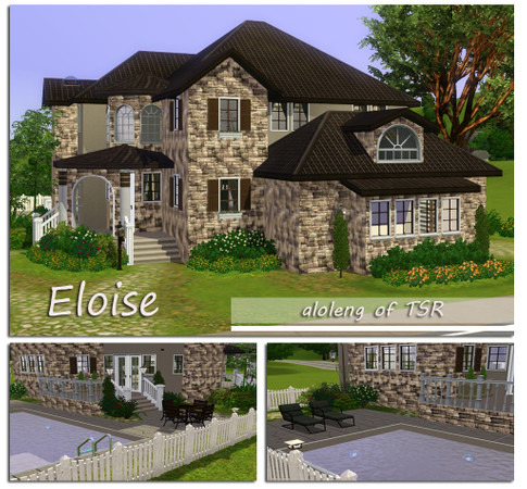 Sims 3 — Eloise by aloleng — 4 bedroom, 3 toilet and bath, kitchen, breakfast area, pool, large garden, office, study