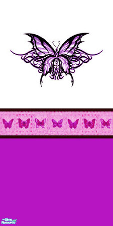 Sims 2 — butterfly dream by skinflin — purple wall purple butterfly+border..
