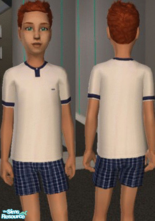 Sims 2 — Night wear for little boys by annefranzen — Gingham bottom and white T for young boys.
