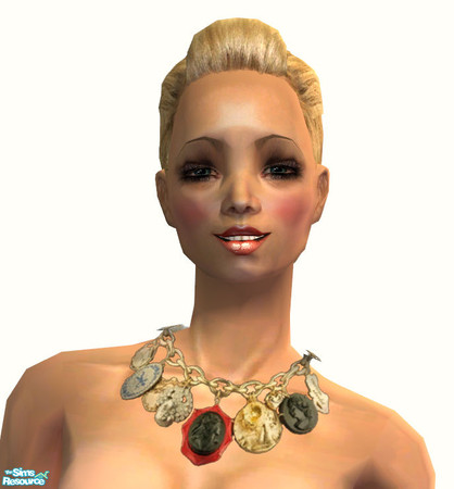 Sims 2 — Juicy Couture Antique Faces Necklace by CoutureAngel — 