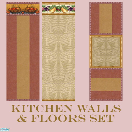 Sims 2 — Kitchen Walls and Floors Set by Sheera — This set includes 5 items : 2 walls and their 3 matching floors. The