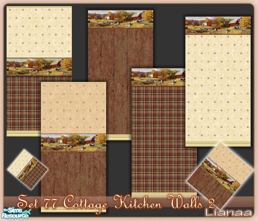 Sims 2 — Set 77 Cottage Kitchen Walls 2 by Lianaa — Set 77 Cottage Kitchen Walls 2