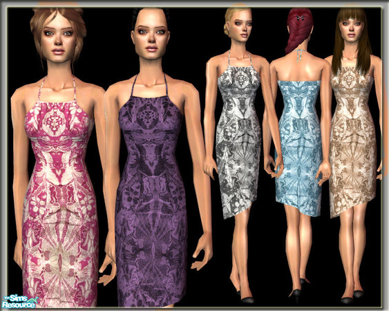 Sims 2 — SO_Collection_223 by Sophel21 — floral printed dress in 8 colors
