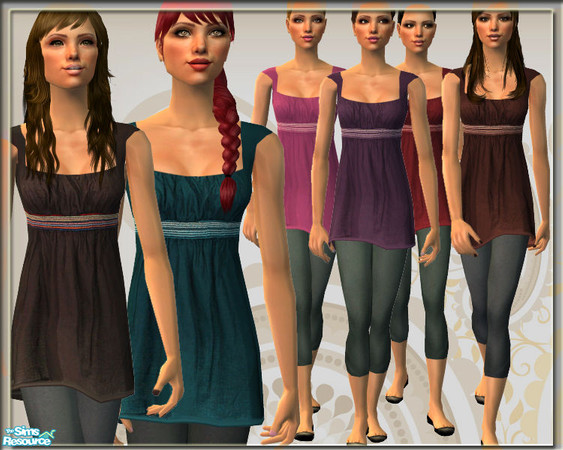 Sims 2 — SO_Collection_219 by Sophel21 — simple tunic top and capri jeans with ballerina shoes. REQ.: no mesh or EP.