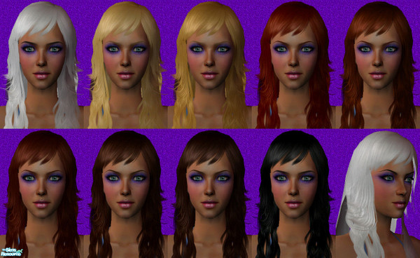 Sims 2 — Natural Hair Collection 6 by Shimona70 — A collection of 9 natural colors. This is a long, layered look with