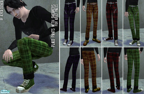 Sims 2 — Plaid Pants with Sneakers for Males by aikea_guinea — Recolors of mesh 'Pants with Sneakers for Adult Males