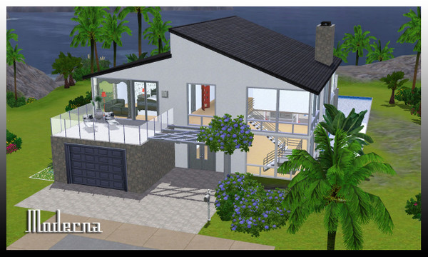 Sims 3 — Moderna by billygirl — The Moderna is a comfortable home for the wealthier Sim. It boast a large living/dining
