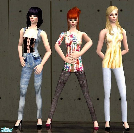 Sims 2 — \'Hot\'\' by TSR Archive — \'Hot\' - A set of three cute outfits with a Zip-zap T-shirt, a skinny jeans and