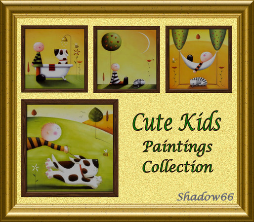 Sims 3 — S66 - Cute Kids Paintings Set by shadow66 — A collection of four paintings featuring a boy and his best friends