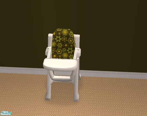 Sims 2 — Garden Nursery - Garden Nursery Highchair by basketballgirl_35 — Brown, green, and yellow flowery highchair.