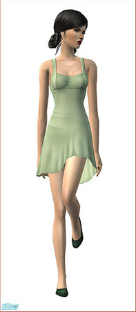 Sims 2 — Elisebet - Pear by flinn — Simple pear green dress.