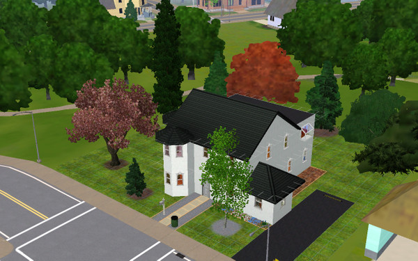 Sims 3 — Simple White Victorian by Grymmly — A nice, cozy two story house, with three bedrooms, and one and a half baths.