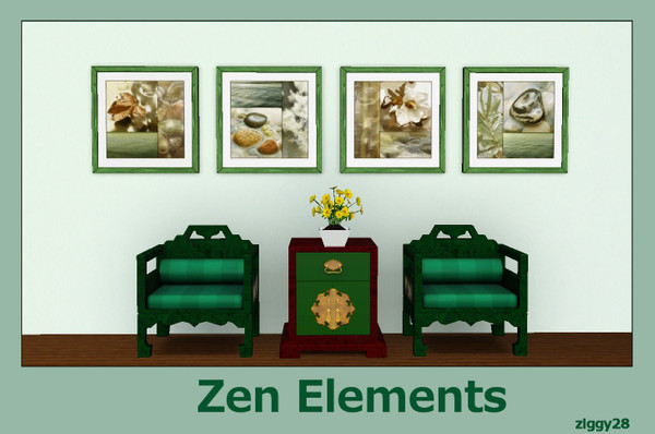 Sims 3 — Zen Elements by ziggy28 — Zen Elements a set of four meditative pictures for your sims by the artist Donna