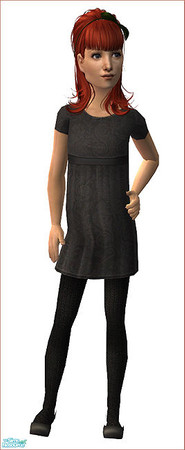 Sims 2 — Coraline - Coal by flinn — Black dress with knitted black tights and black ballerina flats.