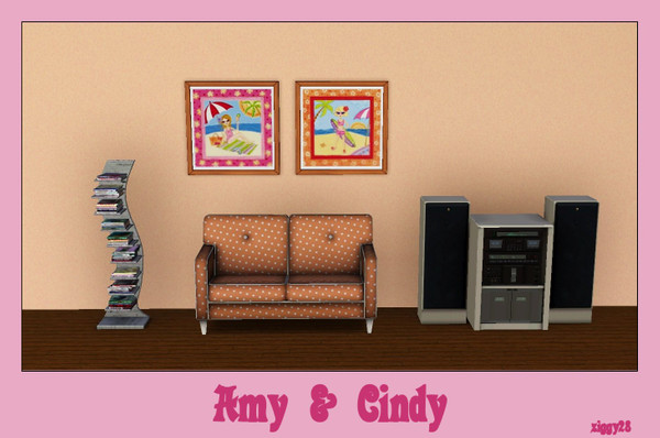 Sims 3 — Amy And Cindy by ziggy28 — Amy and Cindy at the beach by the artist Emily Duff. Cloned from the Maxis 'Lips'