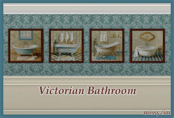 Sims 3 — Victorian Bathroom by missyzim — A group of paintings featuring scenes from Victorian era bathrooms. This is 1