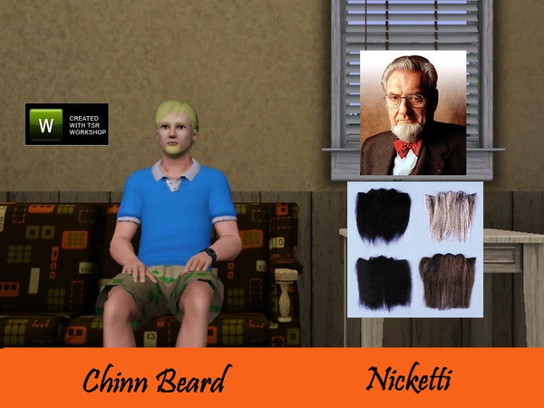 Sims 3 — Chinn Beard by nicketti — Chinn beard, no moustache. Teen, YA, adult, elder. Looks, makeup, makeup, am costume