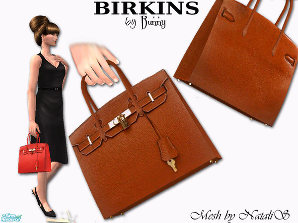 Sims 2 —  by BunnyTSR — A classic Birkin bag in natural brown calf leather with matching rolled leather handles,