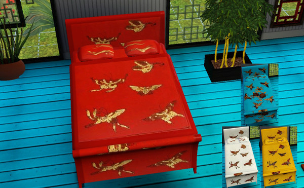 Sims 3 — BUTTERFLY BED DOUBLE by abuk0 — BUTTERFLY BED DOUBLE