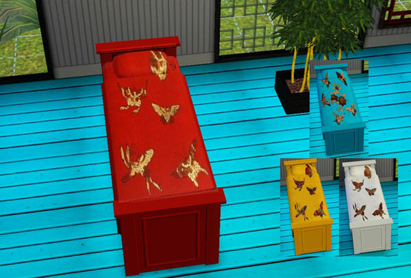 Sims 3 — BUTTERFLY BED SINGLE by abuk0 — BUTTERFLY BED SINGLE