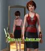 Sims 3 — Belted Blouse with Skirt by mentaljewelry — Pinstriped skirt with brocaded lace trimmed top.