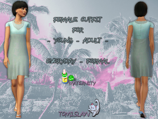 Sims 3 — Tomislaw | F | YA | A Dress 18 by Tomislaw — New Mesh - 3 recolorable areas - Valid for maternity - CAS -
