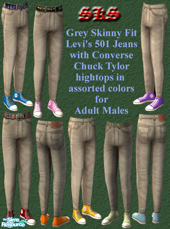 Sims 2 — AMB Grey 501 & Chucks-Set by 71robert13 — Grey Levi\'s 501 Jeans with Converse Chuck Taylor AllStar Hi-tops