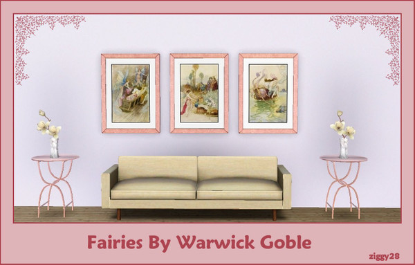 Sims 3 —  Fairies By Warwick Goble by ziggy28 — Three fairy paintings by Warwick Goble. Cloned from the Maxis 'Modern'