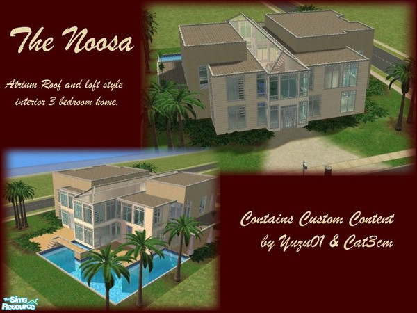 Sims 2 — The Noosa with Atrium Roof by punkymum — Modern 2 storey stucco & siding with atrium roof & tropical